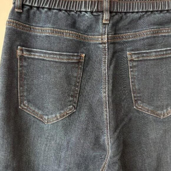 Blue-Grey Wide-Legged Straight Jeans – Rare Elastic Waist for Ultimate Comfort - Picture 6 of 9